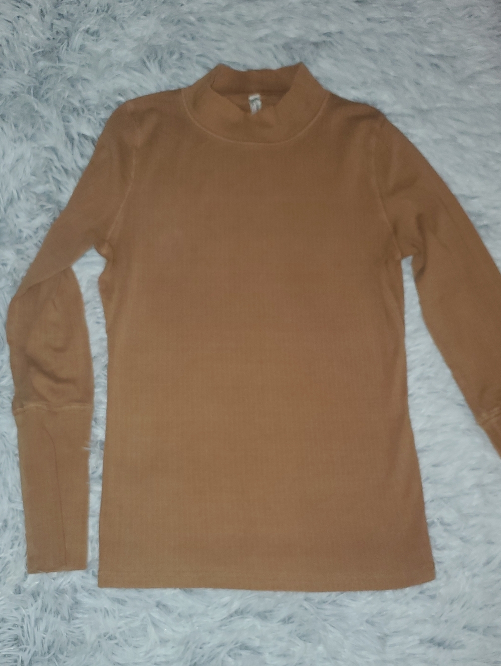 *Free People Ribbed Mock Neck Sweater Brown*